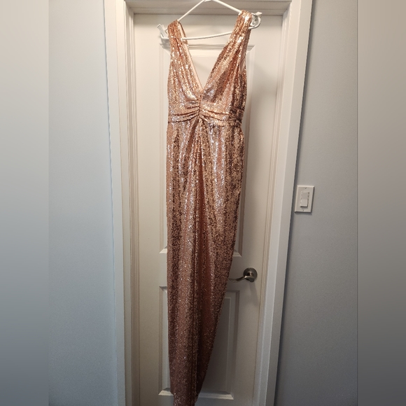 Rose gold Sequin Bridesmaid/Gatsby/Prom/ Grad Dress - Picture 6 of 7